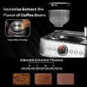 20 Bar Espresso Machine, Espresso Maker with Grinder and Milk Frother Steam Wand, Professional Coffee Machine with 96 Oz Removable Water Tank for Cappuccino Latte, Silver