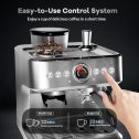 20 Bar Espresso Machine, Espresso Maker with Grinder and Milk Frother Steam Wand, Professional Coffee Machine with 96 Oz Removable Water Tank for Cappuccino Latte, Silver