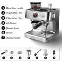 20 Bar Espresso Machine, Espresso Maker with Grinder and Milk Frother Steam Wand, Professional Coffee Machine with 96 Oz Removable Water Tank for Cappuccino Latte, Silver
