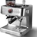 20 Bar Espresso Machine, Espresso Maker with Grinder and Milk Frother Steam Wand, Professional Coffee Machine with 96 Oz Removable Water Tank for Cappuccino Latte, Silver