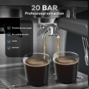 20 Bar Espresso Machine, Espresso Maker with Grinder and Milk Frother Steam Wand, Professional Coffee Machine with 96 Oz Removable Water Tank for Cappuccino Latte, Silver