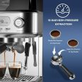 Espresso Machine 15 Bar, LCD Display Espresso Maker with Grinder, Milk Frother and PID Temperature Control, Professional Coffee Maker for Latte Cappuccino - 8.8 Oz Bean Hopper