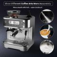 Espresso Machine with Grinder, Professional Coffee and Espresso Maker Combo, Stainless Steel Cafe Espresso Machine with Steam Wand Barista Kit for Cappuccino Latte