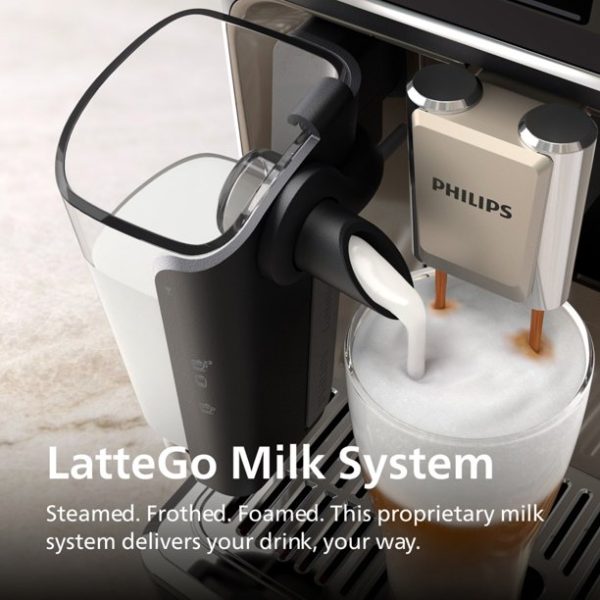 Philips 3300 Fully Automatic Espresso Machine with LatteGo Milk Frother, Black and Chrome