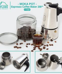 Explore Store Project - Moka Pot 200ml Espresso Coffee Maker Mokapot 4 Cups
